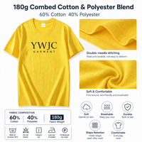 T-shirt Homme Personnalisé YWJC GARMENT – Vente en Gros, Logo Personnalisé, Coton Polyester 180G, Coupe Ample, Manches Longues, Col Rond, Couleur Unie Jaune, Respirant