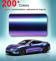 Film adhésif pour carrosserie de voiture en vinyle PET PVC brillant métallisé bleu violet caméléon, autocollant, feuille, rouleau, technologie Air Release, 1,52*17m