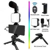 Kit Vidéo Smartphone de Démarrage Vlog Lumière LED Microphone Trépied Téléphone Caméra Mains Libres Kit d'Éclairage Vidéo de Voyage
