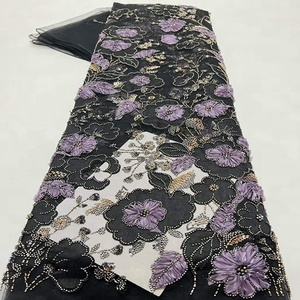 8949 Tela de Encaje Chantilly Ecológica 100% Poliéster con Cuentas y Lentejuelas Bordadas para Vestidos de Noche de <span class=keywords><strong>Mujer</strong></span> - Product Image 6