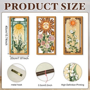 KingWIN Bohemian Style Plant Hollow Wooden <b>Wall</b> Hanging Sun Nature Theme Home Decor Living Room <b>Framed</b> Brown - Product Image 4