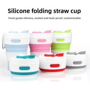 Logo <span class=keywords><strong>personnalisable</strong></span> nouvelle tasse à café <span class=keywords><strong>pliable</strong></span> en silicone portable tasse à boire directe rétractable avec corde pour une utilisation en plein air - Product Image 2