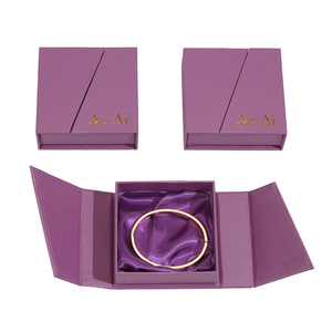 Luxury Double Opening Jewelry <b>Box</b> Custom Gold Hot Stamping Logo Satin Insert <b>Gift</b> <b>Box</b> <b>for</b> Bangle <b>Bracelet</b> Jewelry Packing - Product Image 1
