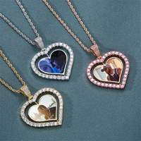 Bijoux vierges par sublimation, collier avec image de cœur, rotatif glacé, mode personnalisée, pendentif de photo, usine