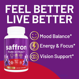 Capsule d'extrait de safran de marque privée supplément végétalien puissant de soutien de l'humeur pour adultes suppléments à base de plantes - Product Image 4