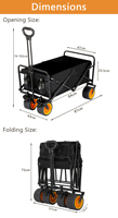 Chariot pliable en aluminium YILU avec poignée réglable 160L Chariot de camping d'extérieur à quatre roues Chariot de jardin Plage Rangement Outils
