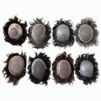 Prothèse capillaire pour homme 8x10 de qualité professionnelle, base en PU, peau fine, dentelle mono, cheveux humains, ondulation naturelle, gris poivre et sel, remplacement capillaire