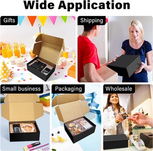 Scatole di cartone per imballaggio di buste ondulate di <span class=keywords><strong>dimensioni</strong></span> perfette scatole di <span class=keywords><strong>scarpe</strong></span> di spedizione nere di alta qualità leggere 8x6x3 pollici - Product Image 4