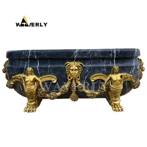 Europe Standing Artificial Solid Surface Stone Marble Bathtub For Sale Antique Upc Stone Black Clawfoot Bathtub