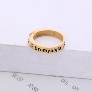 Gran calidad de acero inoxidable PVD chapado en oro diamante aumentar conciencia sobreviviente cinta enfermedad fibromialgia anillos para regalo - Product Image 1