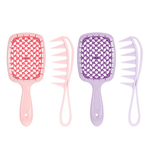 Hair Comb Set Pink Purple 20.5x8.5cm ABS TPU <b>Smooth</b> Massage Hair Styling <b>Tool</b> - Product Image 2