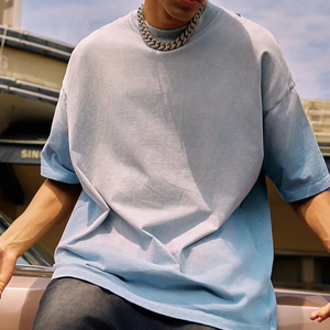เสื้อยืดโอเวอร์ไซส์ทรงหลวม ย้อมสีแบบ Heavyweight น้ำหนัก 250 กรัม ผ่านกระบวนการ Acid Wash คุณภาพสูง สีพื้น ผู้ชาย สไตล์ซันเฟด - Product Image 1