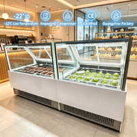 Vitrina Congeladora Curva de Vidrio para Helados, Mostrador Comercial para Gelato Duro