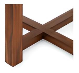 Table d'appoint ronde moderne avec plateau en béton et structure en bois croisée, meubles de salon - Product Image 3