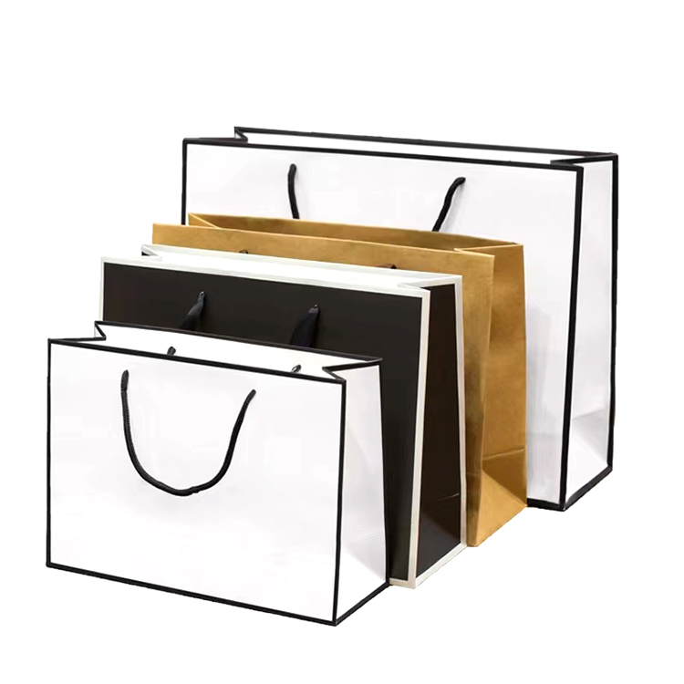 custom logo reusable shopping paper bag with logo customized white shopping clothing packaging gift bag