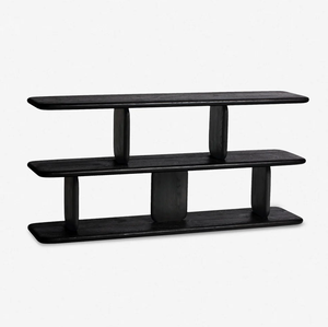 Étagère de salon de style moderne personnalisée, support ouvert, <span class=keywords><strong>bibliothèque</strong></span> basse autoportante en bois massif noir - Product Image 1
