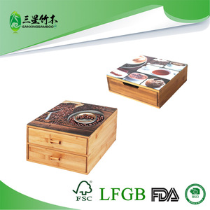 Caja de almacenamiento creativa de bambú con compartimentos para frutos secos, bolsitas de té multifuncionales y almacenamiento de aperitivos, venta al por mayor. - Product Image 5