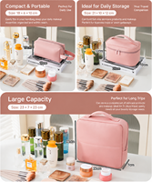 Trousse de toilette de voyage avec poignée de transport confortable, double fermeture éclair et compartiment en filet intégré pour les fournitures cosmétiques de vacances