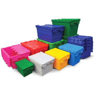 Contenitore di Stoccaggio in Plastica Blu Impilabile con Coperchio Attaccato per Traslochi - Product Image 2