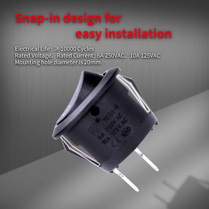 Saklar Rocker bulat Mini 20mm SPST 2 Pin, saklar Toggle lingkaran ON Off untuk mobil RV otomotif - Product Image 6