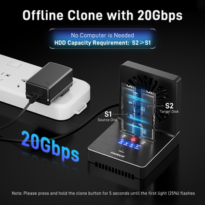 FIDECO 2BAY USB3.2 M.2 NVMe SSD Cloner док-станция USB 3,2 Gen2 20 Гбит/с M.2 алюминиевый Дубликатор поддержка Оффлайн клона - Product Image 4