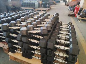 Quả tạ sản xuất thiết bị tập thể dục cao su Hex dumbells trọng lượng thiết lập kg pound Hex cao su quả tạ - Product Image 3