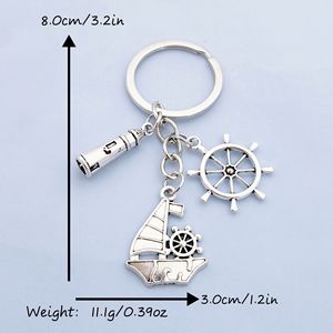 Hot Bán Hải Lý Mặt Dây Chuyền Kim Loại Móc Khóa Ngọn Hải Đăng Thuyền Buông Cao Su Thiết Kế Vòng Chìa Khóa Cho Chìa Khóa Xe Ví Ba Lô Phụ Kiện - Product Image 6