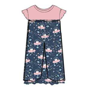 <b>Milk</b> Silk Girls Ruffle Short Sleeve Jumpsuit,Custom Print Kids One Piece Romper - Product Image 3