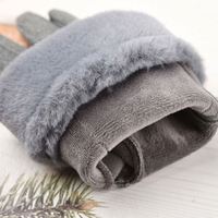 Sarung Tangan Bersepeda Inter Warm dan Fleece, Tebal, Lucu, Bahan Suede untuk Wanita, Anti Angin, Layar Sentuh
