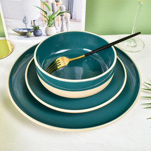Juego de Platos y Tazones Redondos <span class=keywords><strong>Soho</strong></span> con Esmalte de Color Verde Oscuro, 18 Piezas, para 6 Personas, Vajilla de Cerámica - Product Image 3