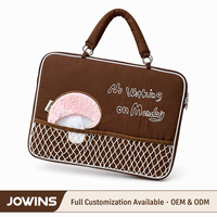 Sac à main pour ordinateur portable jaune pastel esthétique, étui de transport brodé Kawaii avec pochette organisatrice en maille et pochette pour trolley