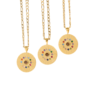 Collana con Ciondolo a Medaglione Zodiacale Placcato Oro 18K in Acciaio Inossidabile, Gioiello di Moda - Product Image 1