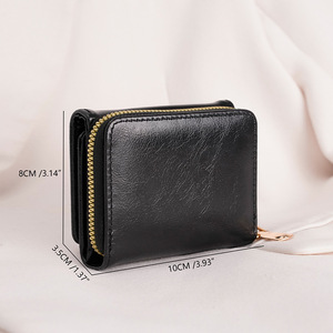 Portafoglio da <span class=keywords><strong>donna</strong></span> piccolo, corto, a tre ante, <span class=keywords><strong>con</strong></span> <span class=keywords><strong>cerniera</strong></span>, in PU impermeabile, multistrato, <span class=keywords><strong>con</strong></span> fodera in poliestere, per carte di credito, documenti e contanti. - Product Image 5