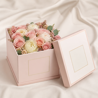 Grande boîte à fleurs en carton avec compartiment cadeau pour emballage de bouquet de roses, plateau d'insertion, couvercle et base rigides