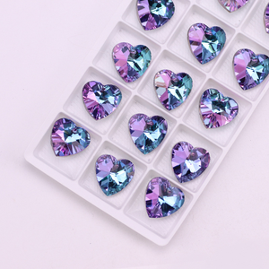 Qiao Grosir Batu Liontin Hati Persik Runcing dengan Lubang Kristal Kaca Rhinestone Longgar untuk Pembuatan Perhiasan - Product Image 6