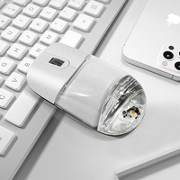 Sanlead KE-28 Souris sans fil personnalisée 2,4 GHz à capteur optique, design Famille de Pingouins Flottants en Acrylique Liquide 3D, Piles AAA