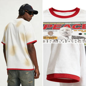 Streetwear personnalisé à impression lourde 300Gsm 100% coton T-shirts Boxy surdimensionnés T-shirts <span class=keywords><strong>Manga</strong></span> graphique à impression Dtg délavés à l'acide - Product Image 2