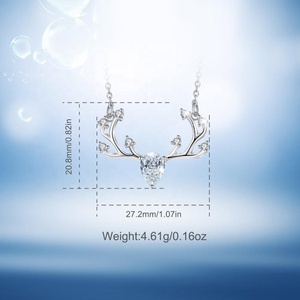 La joyería de la plata esterlina 925 Navidad <span class=keywords><strong>asta</strong></span> de ciervo cabeza colgante collar - Product Image 4
