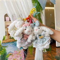 Pendentif en peluche de lapin mignon aux oreilles tombantes en coton, mini poupée lapin en peluche, breloque de sac à dos pour couple, porte-clés en peluche, ornement