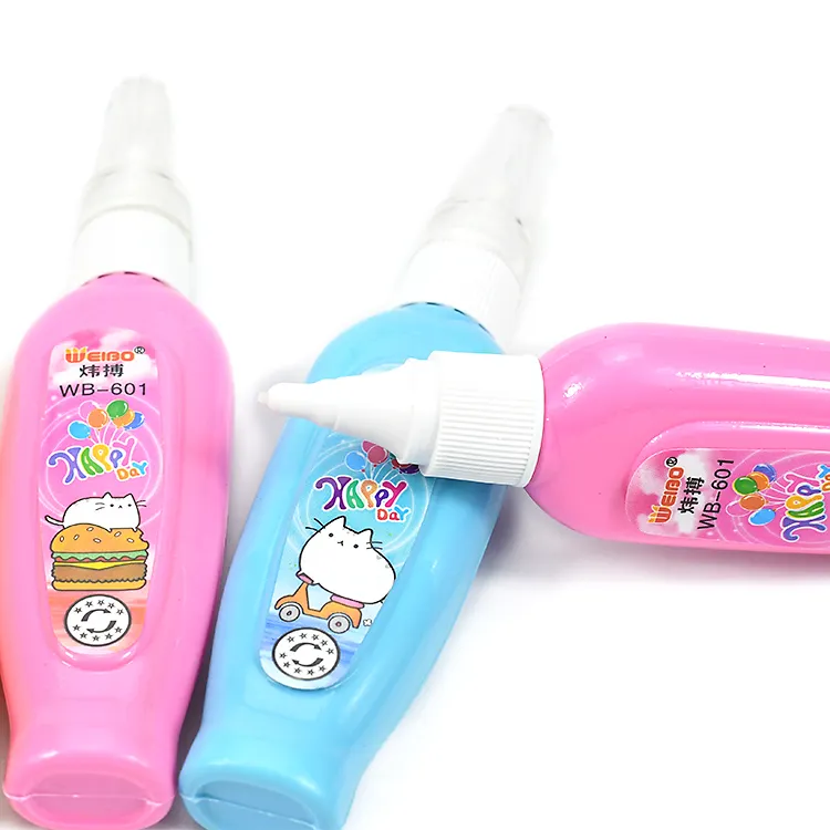 Weibo-Fluido corrector no tóxico para estudiantes, corrector para estudiantes, papelería, color rosa, amarillo y azul, 8ml