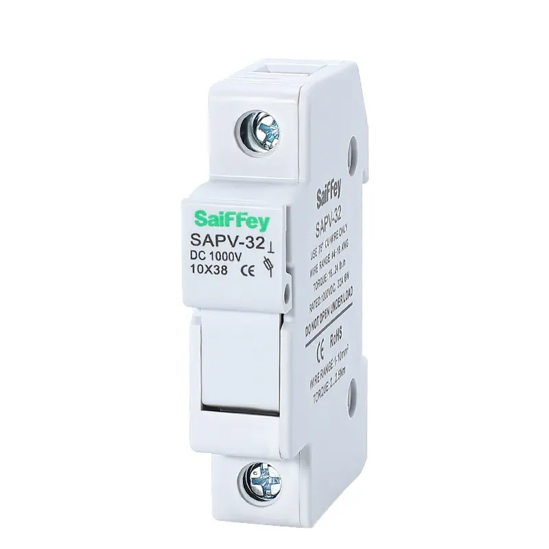 Saiffey SAPV-32 32A DC 1000V porte-fusible cylindrique sans indicateur pour 10*38mm lien en céramique Base de fusible électrique basse tension