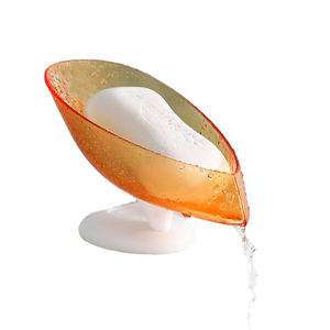 PP Bathroom <b>Shower</b> Soap Tilt <b>Storage</b> Drying Rack Plate Tray Non-slip Portable Leaf Shape Soap Dish Holder - Product Image 2