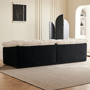 Sofá Nube Bicolor Blanco y Negro Estilo Francés, Fila Recta, Tapizado <span class=keywords><strong>en</strong></span> Chenilla, Ideal <span class=keywords><strong>para</strong></span> Espacios Pequeños - Product Image 5