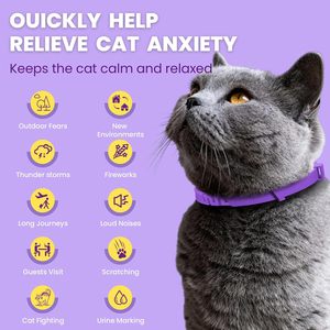 Collier apaisant pour chats, soulage l'anxiété, le stress et la séparation, avec phéromones, flexible et réglable - Product Image 2
