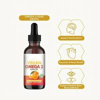 HDK Gouttes d'Oméga 3 Végétaliennes DHA à l'Huile d'Algues 200mg DHA 60ml Sans Poisson à Base Végétale Soutien Cérébral Supplément OEM ODM