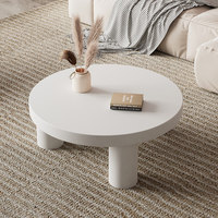 Table basse moderne minimaliste pour petit appartement, salon, en bois massif couleur crème, coins arrondis, design populaire en ligne