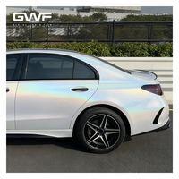 Film vinyle pour voiture blanc laser iridescent, autocollants de changement de couleur, PET sans bulles, autocollant auto-adhésif pour voiture, accessoires de voiture