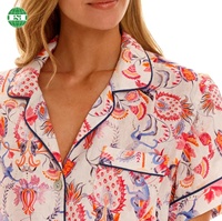 Pyjama imprimé par sublimation haut boutonné manches courtes fleurs roses ensemble pyjama coupe ample pyjama S M L XL 2XL 3XL