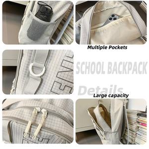 Logo personnalisé Mochila <span class=keywords><strong>4</strong></span> couleurs grande capacité imperméable en nylon à carreaux tissu extérieur randonnée étudiant sacs à dos pour garçon fille - Product Image 3