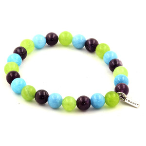 Pulsera de amatista + calcedonia azul + peridoto con cuentas de 8 mm. - Product Image 2